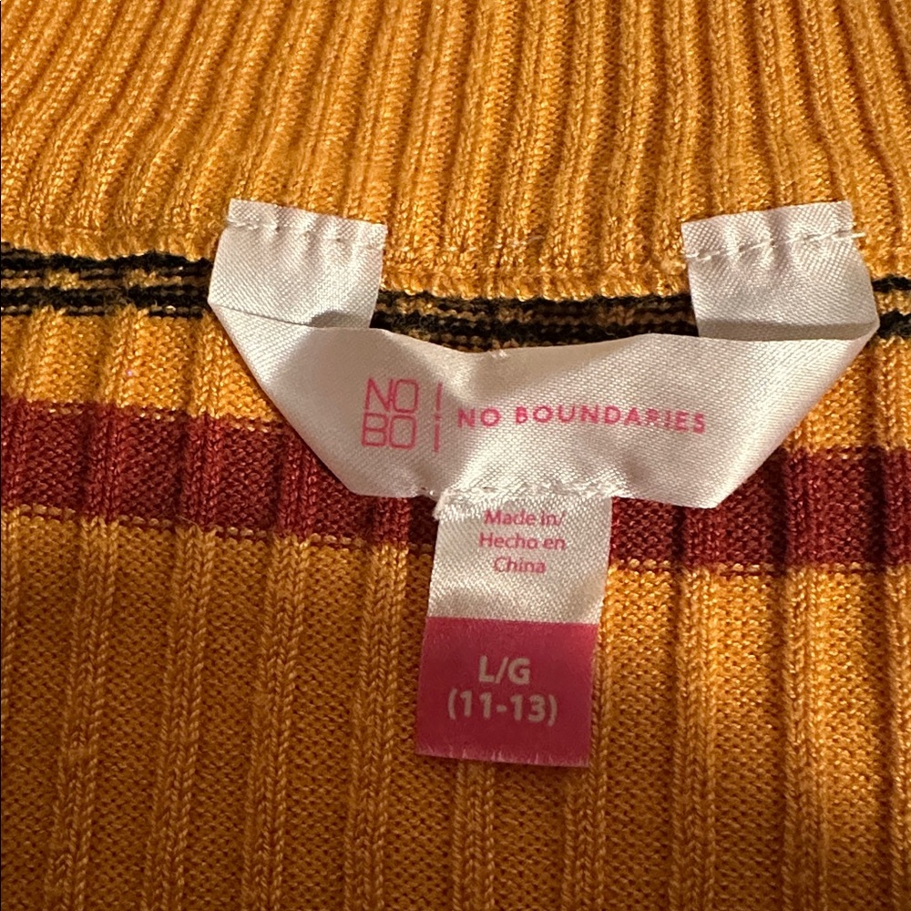 Striped Ribbed Quarter Zip Mock Neck Sweater Retro 70s Sun Devil colors! Size L - Picture 2 of 4